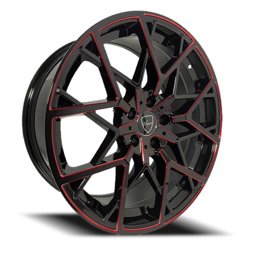 Elegance E009 Gloss Black W/ Candy Red Milled Accents