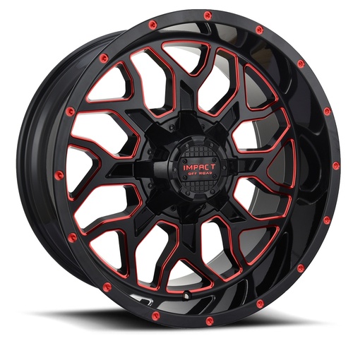 Impact 813 Gloss Black W/ Red Milling