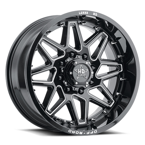 Luxxx HD Offroad LHD-17 Gloss Black Milled With Chrome Spike Rivets