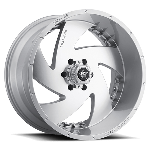 Luxxx HD Offroad LHD-6 Silver Machined With Chrome Spike Rivets