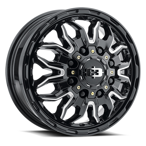Vision Off-Road Front Korupt Dually 410 Gloss Black With Milled Spokes