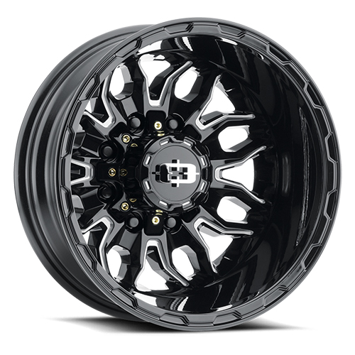Vision Off-Road Rear Korupt Dually 410 Gloss Black With Milled Spokes
