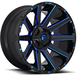 Fuel Offroad Contra D644 Gloss Black W/ Blue Milled Spokes 20x10 -18