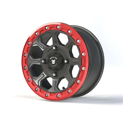 Bullite Bt-03 Gunmetal Gray W/ Bullite Red Beadlock - Part Number BT031407041371113 Bullite Bt-03 Gunmetal Gray W/ Bullite Red Beadlock Photo