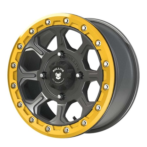 Bullite Bt-03 Gunmetal Gray W/ Neo Yellow Beadlock - Part Number BT031407041371117 Bullite Bt-03 Gunmetal Gray W/ Neo Yellow Beadlock Photo