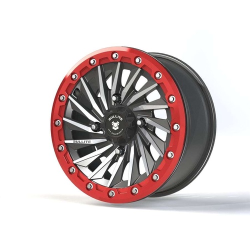 Bullite Bt-08 Gunmetal Gray W/ Bullite Red Beadlock - Part Number BT081407041371113 Bullite Bt-08 Gunmetal Gray W/ Bullite Red Beadlock Photo