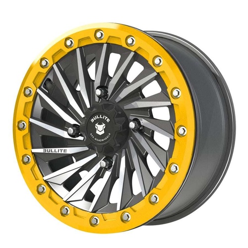 Bullite Bt-08 Gunmetal Gray W/ Neo Yellow Beadlock - Part Number BT081507041371117 Bullite Bt-08 Gunmetal Gray W/ Neo Yellow Beadlock Photo