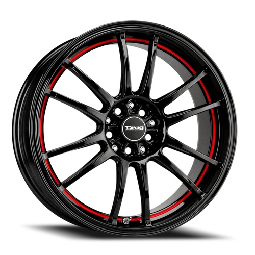 Drag Dr38 Gloss Black W/ Red Line - Part Number DR38188054773GBR1 Drag Dr38 Gloss Black W/ Red Line Photo