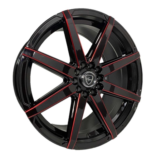 Elegance E011 Gloss Black W/ Candy Red Milled Accents - Part Number E011-18510835GBMLR Elegance E011 Gloss Black W/ Candy Red Milled Accents Photo