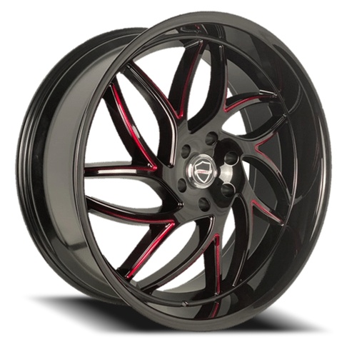 Elegance Magic Gloss Black W/ Candy Red Milled Accents - Part Number EMAGIC-2511515GBMRBL Elegance Magic Gloss Black W/ Candy Red Milled Accents Photo