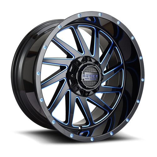 Impact Off-Road 811 Gloss Black W/ Blue Milling - Part Number 811GBB-21066-12 Impact Off-Road 811 Gloss Black W/ Blue Milling Photo