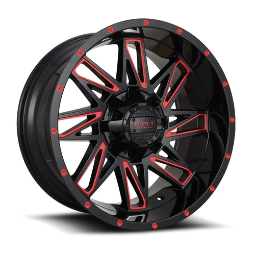 Impact Off-Road 814 Gloss Black W/ Red Milling Photo