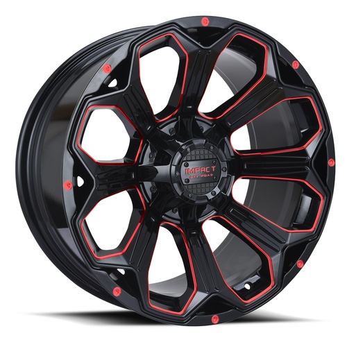 Impact Off-Road 817 Gloss Black W/ Red Milling - Part Number 817GBR-21066-12 Impact Off-Road 817 Gloss Black W/ Red Milling Photo