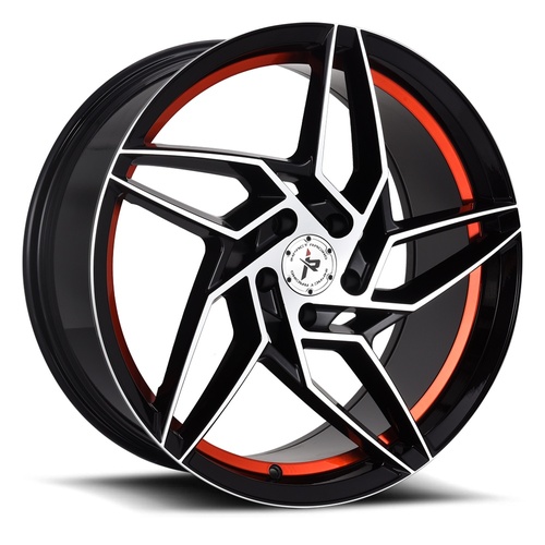 Impact 605 Gloss Black W/ Red Machined Face - Part Number 605BMFR-28512+35 Impact 605 Gloss Black W/ Red Machined Face Photo