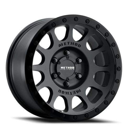 Method Race Wheels MR305 NV Matte Black W/ Gloss Black Lip Photo