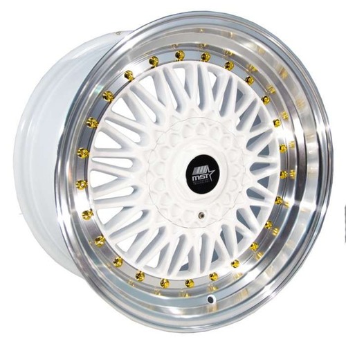 Mst Mt13 White W/ Machined Lip & Gold Rivets