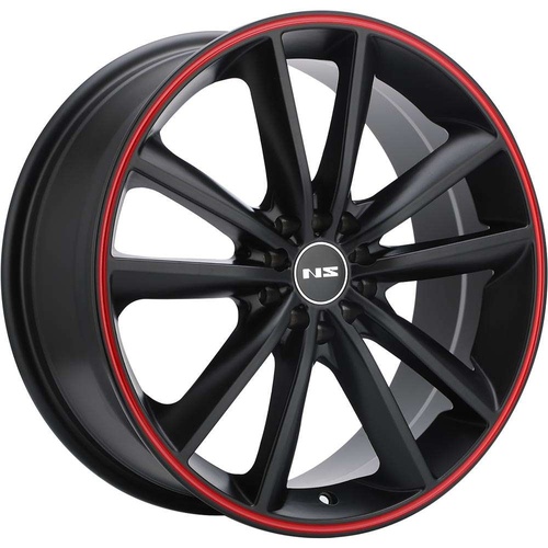 NS Wheels Ns9012 Matte Black With Red Stripe - Part Number NS9012187526+40MBRC NS Wheels Ns9012 Matte Black With Red Stripe Photo