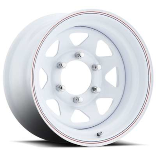 Allied 80 Series 8-Spoke White With Red and Blue Pinstripe - Part Number 8046060 Allied 80 Series 8-Spoke White With Red and Blue Pinstripe Photo