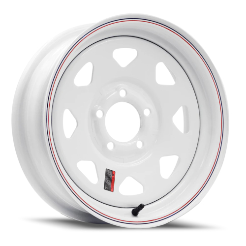 Allied 8 Spoke White With Red and Blue Pinstripe - Part Number 2034512-92371 Allied 8 Spoke White With Red and Blue Pinstripe Photo