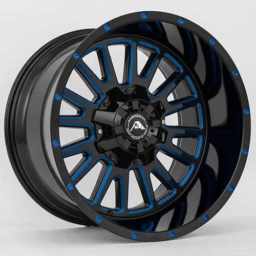 American Offroad A105 Gloss Black W/ Blue Milled Spokes Photo