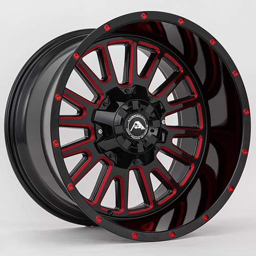 American Offroad A105 Gloss Black W/ Red Milled Spokes Photo