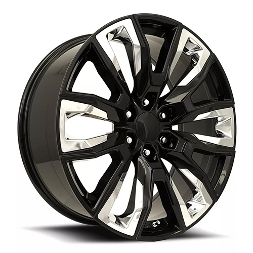 Factory Reproductions FR 207 GM Split 6 Spoke Gloss Black With Chrome Inserts - Part Number 207410316512 Factory Reproductions FR 207 GM Split 6 Spoke Gloss Black With Chrome Inserts Photo