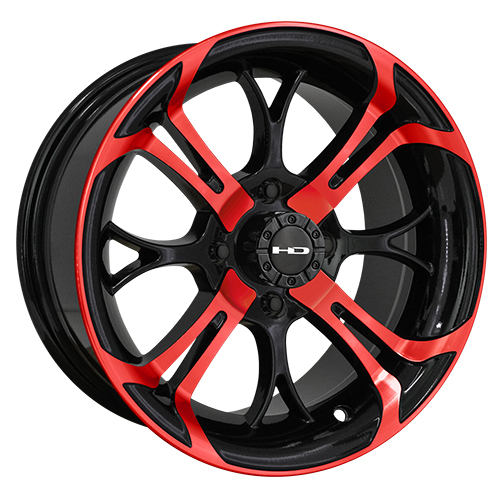 HD Golf Spinout Gloss Black Machined W/ Red Accents Wheels 4x4 - 14x7 ...