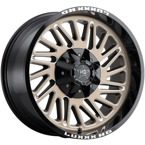 Luxxx HD Offroad LHD-19 Satin Bronze With Milled Edges and Gloss Black Lip - Part Number LHD1920108165170-18K-A13 Luxxx HD Offroad LHD-19 Satin Bronze With Milled Edges and Gloss Black Lip Photo