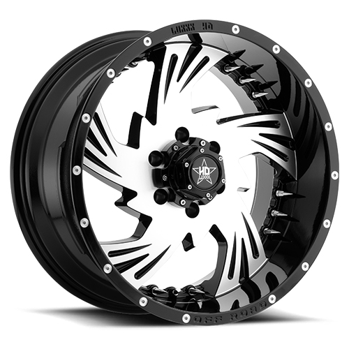 Luxxx HD Offroad LHD-7 Gloss Black Machined With Chrome Spike Rivets Photo