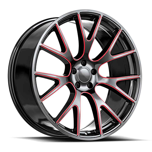 OE Revolution HC-1 Gloss Black With Red Milled Accents - Part Number HC1-26105020GBRM OE Revolution HC-1 Gloss Black With Red Milled Accents Photo