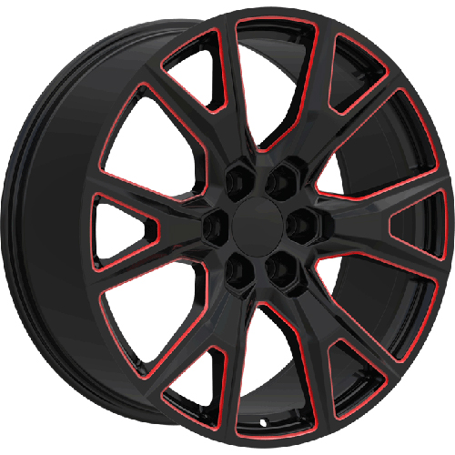 Replica Wheels REP368 Black W/ Red Milled Accents