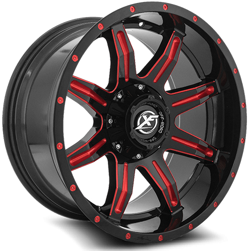 XF Offroad XF-215 Gloss Black Red Milled - Part Number XF-215209081651180+0GBRM XF Offroad XF-215 Gloss Black Red Milled Photo