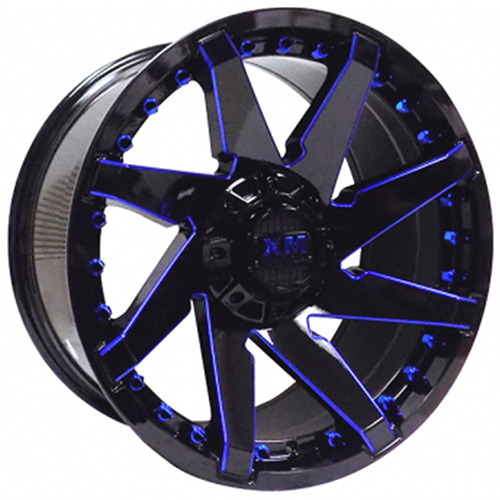 Xtreme Mudder XM301 Gloss Black Blue Milled Photo