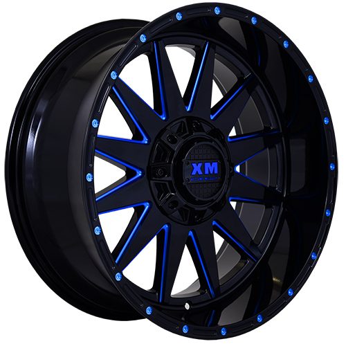 Xtreme Mudder XM312 Gloss Black Blue Milled Photo