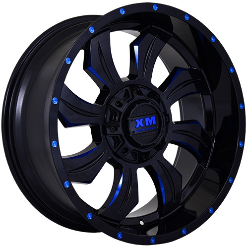 Xtreme Mudder XM323 Gloss Black Blue Milled Photo