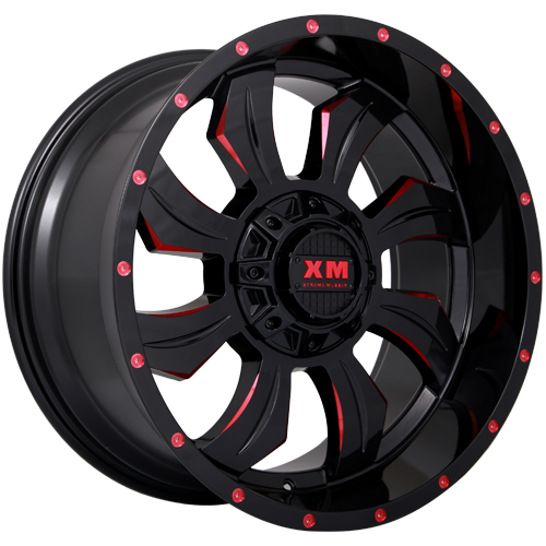 Xtreme Mudder XM323 Gloss Black Red Milled Wheels 5x115 - 20x10 -12 ...