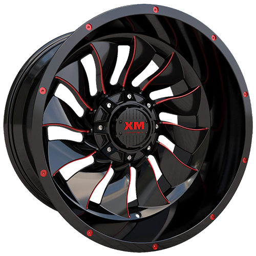 Xtreme Mudder XM329 Gloss Black Red Milled Photo