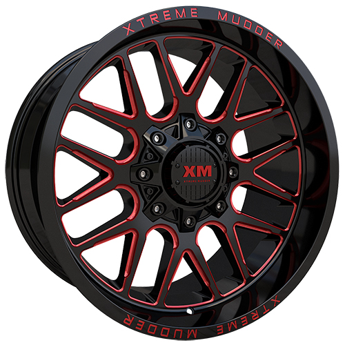 Xtreme Mudder XM338 Gloss Black Red Milled Photo