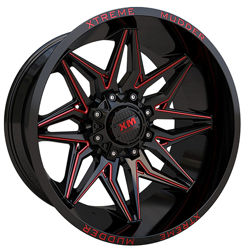 Xtreme Mudder Xm342 Gloss Black Red Milled Wheels 6x135 - 20x10 -18 