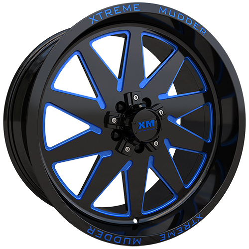 Xtreme Mudder XM348 Gloss Black Blue Milled Photo